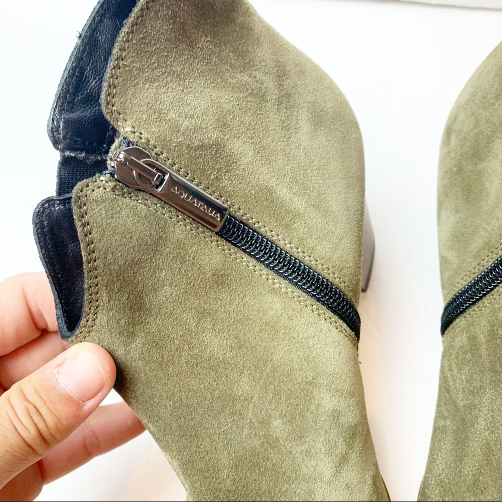 Aquatalia | size 7, fits like 6.5 Famous Army Green Suede Ankle Boots - Picture 7 of 10